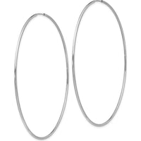14K White Gold 70mm Polished Endless Tube Hoop Earrings with Rhodium Plating by 0