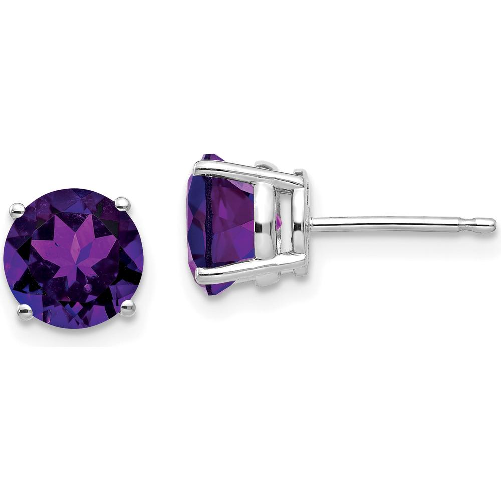14K White Gold 7mm Amethyst Stud Earrings - 1.1 Carat Total Amethyst Weight by Monteluci Fine Jewelry