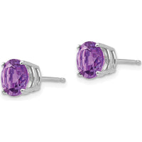 14K White Gold 7mm Amethyst Stud Earrings - 1.1 Carat Total Amethyst Weight by Monteluci Fine Jewelry