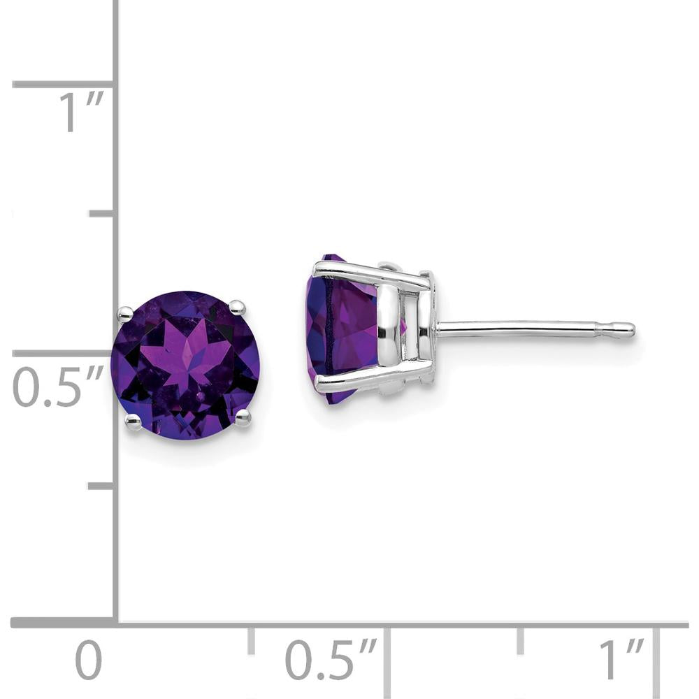 14K White Gold 7mm Amethyst Stud Earrings - 1.1 Carat Total Amethyst Weight by Monteluci Fine Jewelry