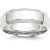14K White Gold 7mm Beveled Edge Comfort Fit Wedding Band - Size 11.5 by 0