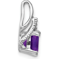 14K White Gold 7mm Cushion Amethyst and Diamond Fancy Chain Slide - 2 Carat Amethyst, 0.015 Carat Total Diamond Weight by Lumare Gioia