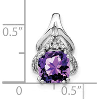 14K White Gold 7mm Cushion Amethyst and Diamond Fancy Chain Slide - 2 Carat Amethyst, 0.015 Carat Total Diamond Weight by Lumare Gioia