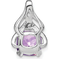 14K White Gold 7mm Cushion Amethyst and Diamond Fancy Chain Slide - 2 Carat Amethyst, 0.015 Carat Total Diamond Weight by Lumare Gioia