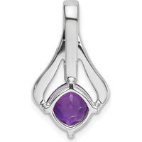 14K White Gold 7mm Cushion Amethyst and Diamond Pendant with 5 Round Diamonds - 1.31 Carat Amethyst Weight by Lumare Gioia