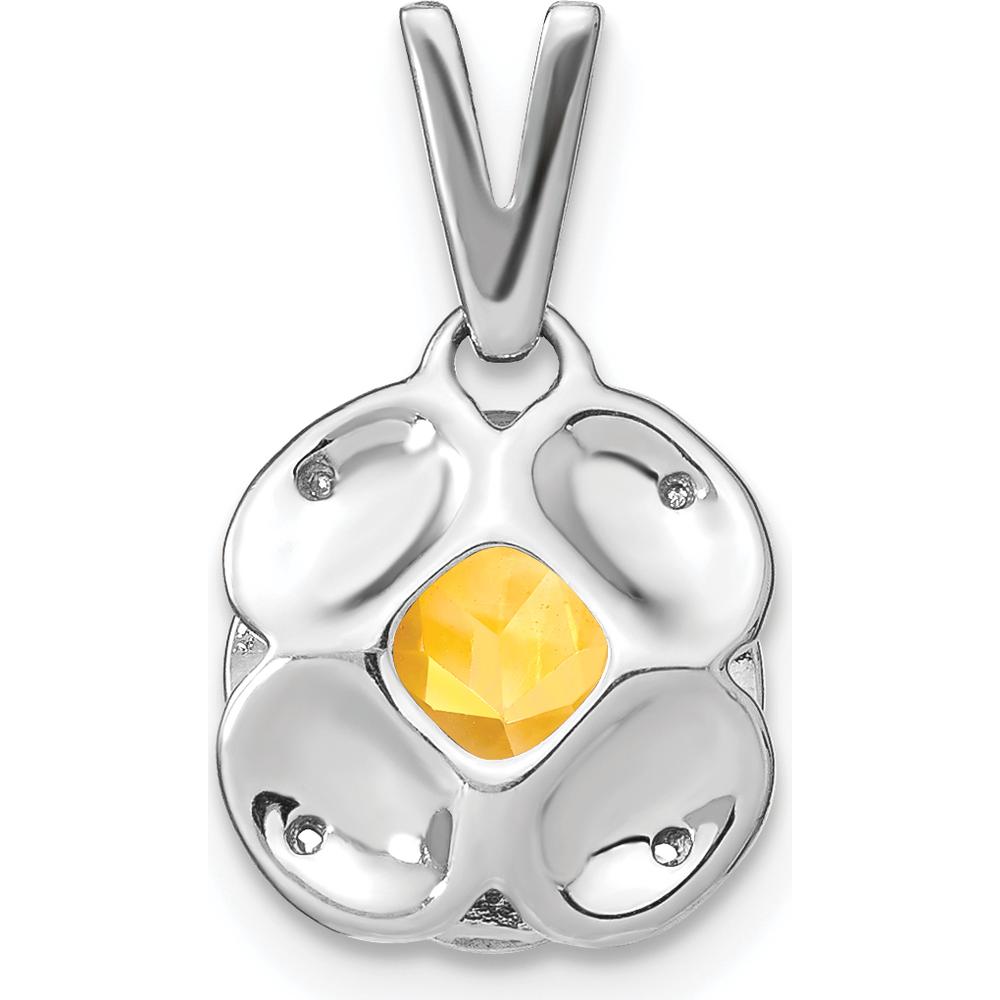 14K White Gold 7mm Cushion Citrine and Diamond Pendant - 2.005 Carat Total Gem Weight by Lumare Gioia