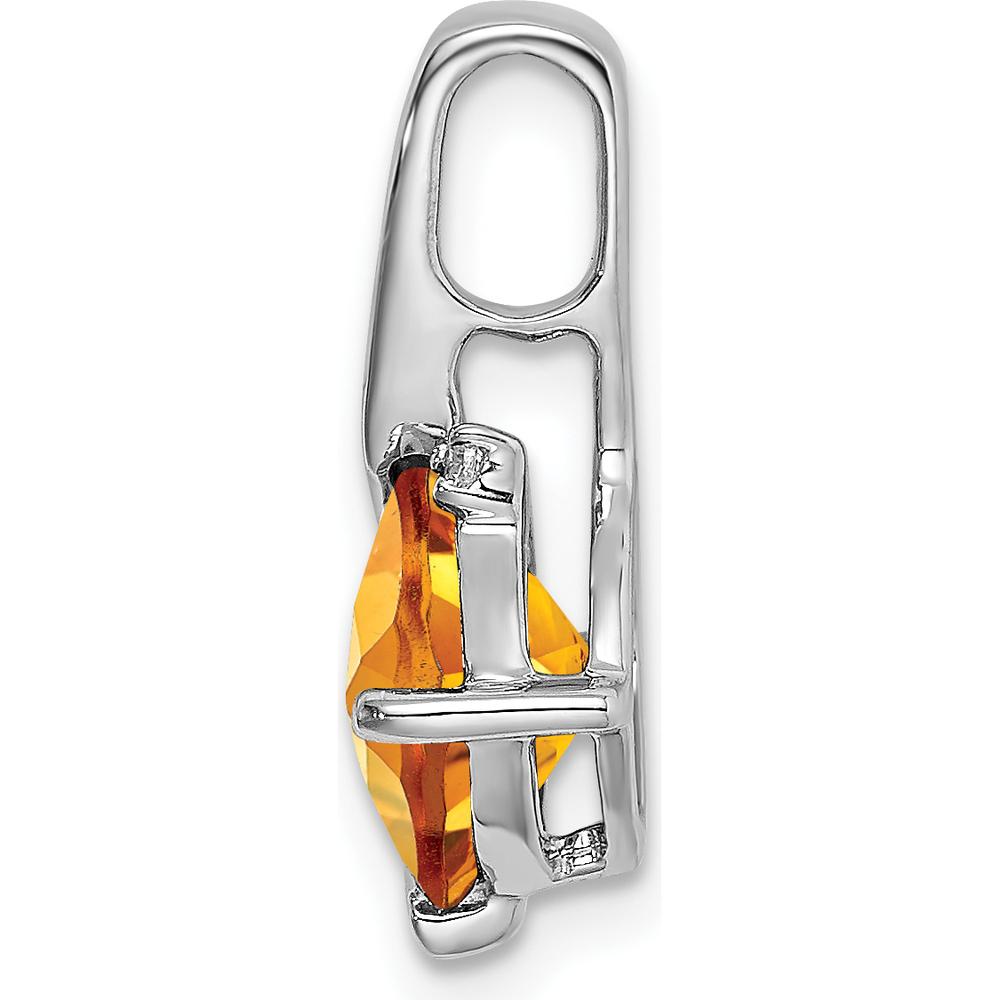 14K White Gold 7mm Cushion Citrine Pendant with Round Diamond Accent - 2 Carat Total Citrine Weight by Lumare Gioia