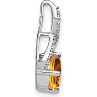 14K White Gold 7mm Cushion-Cut Citrine Pendant with Round Diamonds - 2.01 Carat Total Gem Weight by Lumare Gioia