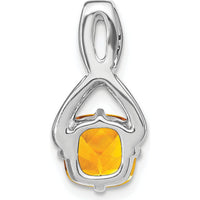 14K White Gold 7mm Cushion-Cut Citrine Pendant with Round Diamonds - 2.01 Carat Total Gem Weight by Lumare Gioia