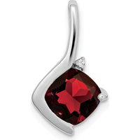 14K White Gold 7mm Cushion Garnet and Diamond Pendant - 2.008 Carat Total Gemstone Weight by Lumare Gioia
