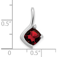 14K White Gold 7mm Cushion Garnet and Diamond Pendant - 2.008 Carat Total Gemstone Weight by Lumare Gioia