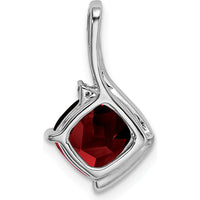 14K White Gold 7mm Cushion Garnet and Diamond Pendant - 2.008 Carat Total Gemstone Weight by Lumare Gioia