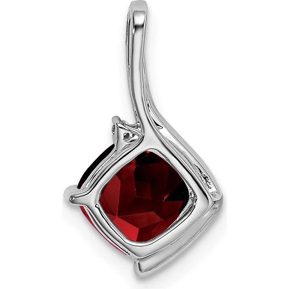 14K White Gold 7mm Cushion Garnet and Diamond Pendant - 2.008 Carat Total Gemstone Weight by Lumare Gioia