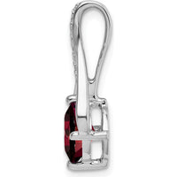 14K White Gold 7mm Cushion Garnet and Diamond Pendant with 5 Round Diamonds - 1.31 Carat Total Garnet Weight by Lumare Gioia