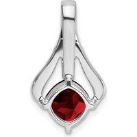 14K White Gold 7mm Cushion Garnet and Diamond Pendant with 5 Round Diamonds - 1.31 Carat Total Garnet Weight by Lumare Gioia