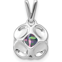 14K White Gold 7mm Cushion Mystic Fire Topaz and Diamond Pendant with Rhodium Plating by Lumare Gioia