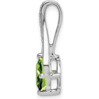 14K White Gold 7mm Cushion Peridot and Diamond Pendant - 1.31 Carat Total Gem Weight by Lumare Gioia