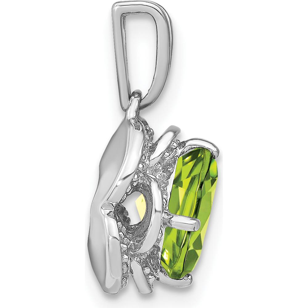 14K White Gold 7mm Cushion Peridot and Diamond Pendant - 2 Carat Peridot, 0.02 Carat Total Diamond Weight by Lumare Gioia