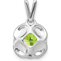 14K White Gold 7mm Cushion Peridot and Diamond Pendant - 2 Carat Peridot, 0.02 Carat Total Diamond Weight by Lumare Gioia