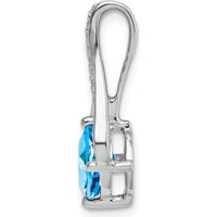 14K White Gold 7mm Cushion Swiss Blue Topaz and Diamond Pendant - 1.31 Carat Total Blue Topaz Weight by Lumare Gioia