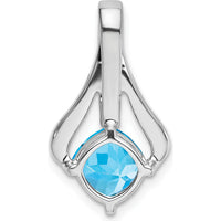 14K White Gold 7mm Cushion Swiss Blue Topaz and Diamond Pendant - 1.31 Carat Total Blue Topaz Weight by Lumare Gioia