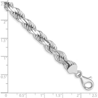 14K White Gold 7mm Diamond-Cut Rope Anklet with Fancy Lobster Clasp - 9" Length