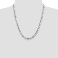 14K White Gold 7mm Diamond-Cut Rope Chain Necklace with Fancy Lobster Clasp - 22"