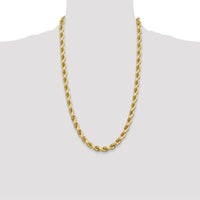 14K White Gold 7mm Diamond-Cut Rope Chain Necklace with Fancy Lobster Clasp - 26"