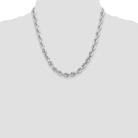 14K White Gold 7mm Diamond-Cut Rope Chain with Fancy Lobster Clasp - 20" Length