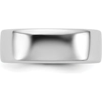 14K White Gold 7mm Domed Comfort Fit Band - Polished Rhodium Finish by 0