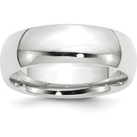 14K White Gold 7mm Domed Comfort Fit Wedding Band - Size 4.5 by 0