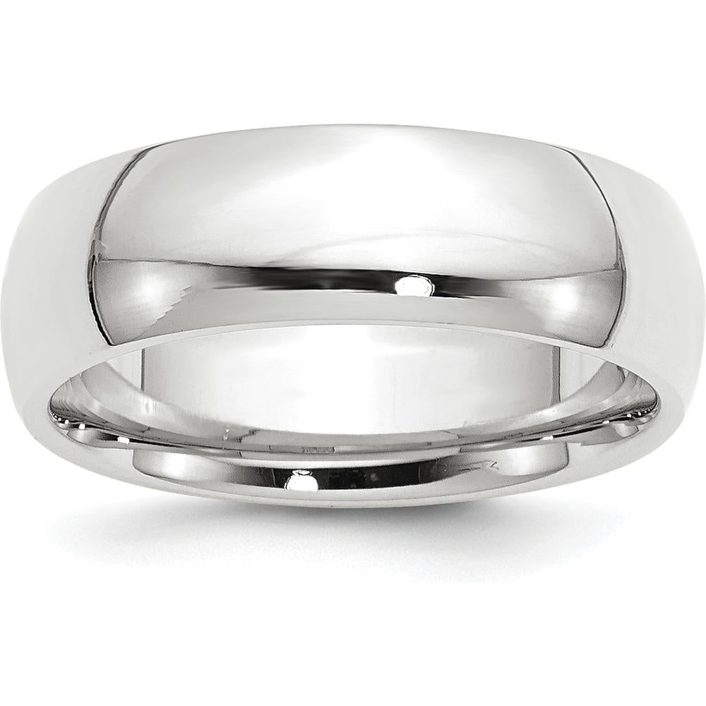14K White Gold 7mm Domed Comfort Fit Wedding Band - Size 4.5 by 0