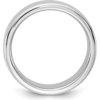 14K White Gold 7mm European Comfort Fit Band - Polished Finish with Rhodium Plating by 0