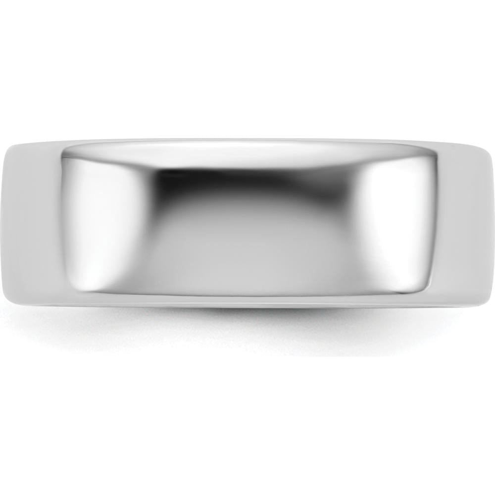 14K White Gold 7mm European Comfort Fit Domed Wedding Band Ring - Engravable by 0