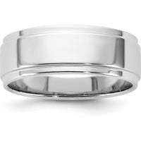 14K White Gold 7mm Flat Wedding Band with Step Edge - Engravable by Luciano & Cie