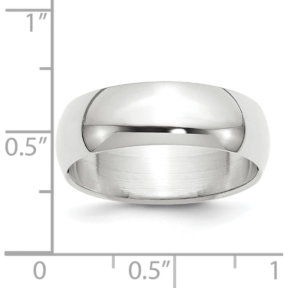 14K White Gold 7mm Half-Round Wedding Band - Size 11.5, Polished Finish by Luciano & Cie