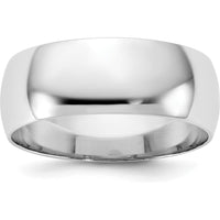 14K White Gold 7mm Half Round Wedding Band - Size 13 by Luciano & Cie