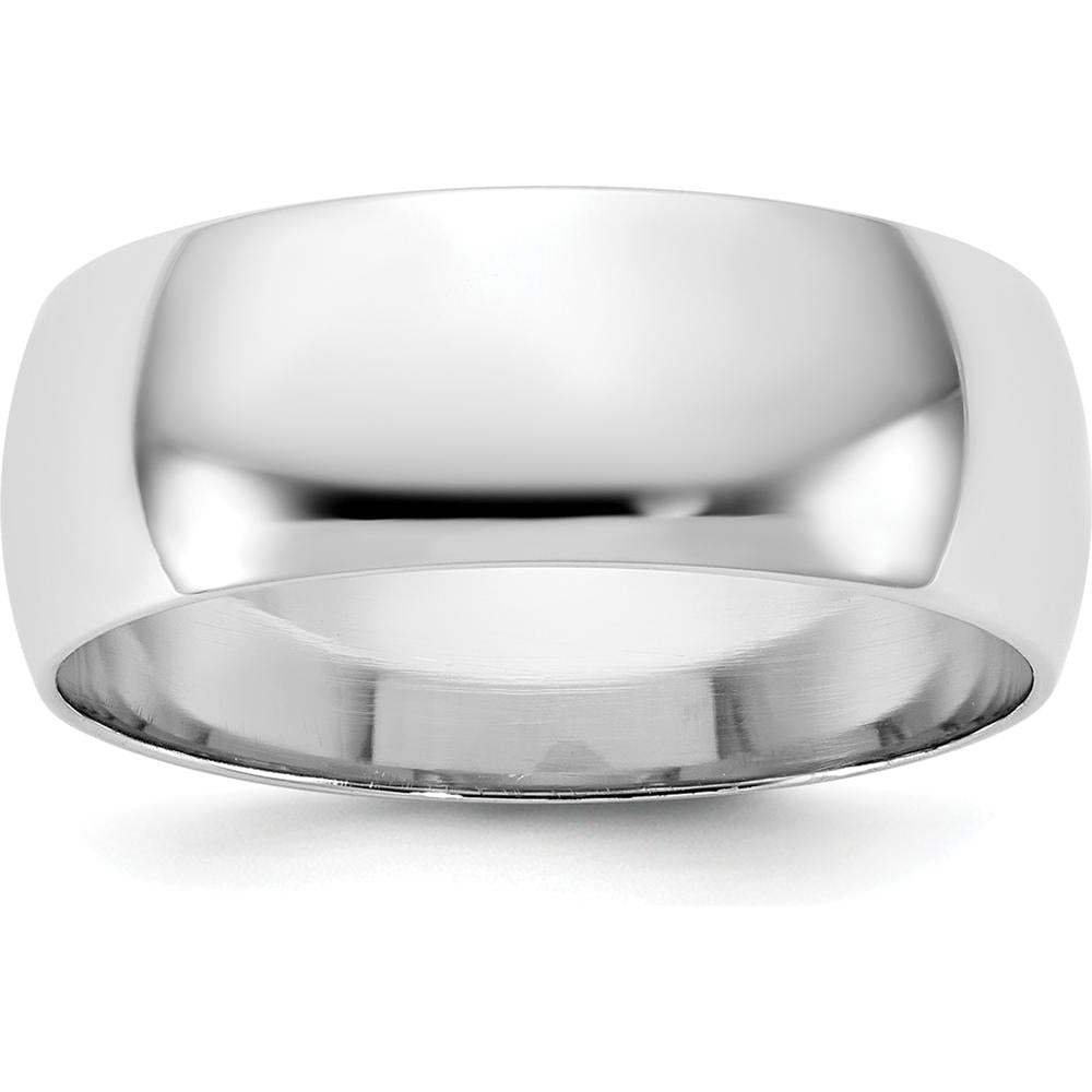 14K White Gold 7mm Half-Round Wedding Band - Timeless Polished Finish, Size 9.5 by Luciano & Cie