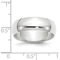14K White Gold 7mm Half-Round Wedding Band with Polished Finish - Size 8 by Luciano & Cie