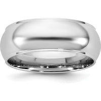 14K White Gold 7mm Half Round Wedding Band with Rhodium Plating - Size 9 by Luciano & Cie