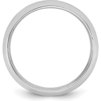 14K White Gold 7mm Half Round Wedding Band with Rhodium Plating - Size 9 by Luciano & Cie