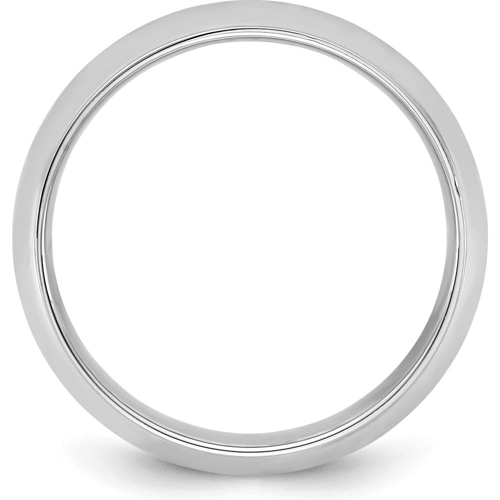 14K White Gold 7mm Half Round Wedding Band with Rhodium Plating - Size 9 by Luciano & Cie