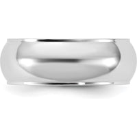 14K White Gold 7mm Half Round Wedding Band with Rhodium Plating - Size 9 by Luciano & Cie