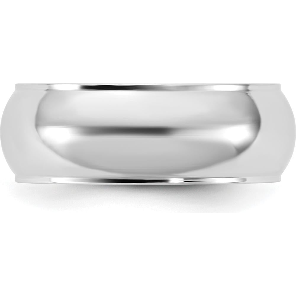 14K White Gold 7mm Half Round Wedding Band with Rhodium Plating - Size 9 by Luciano & Cie