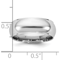 14K White Gold 7mm Half Round Wedding Band with Rhodium Plating - Size 9 by Luciano & Cie