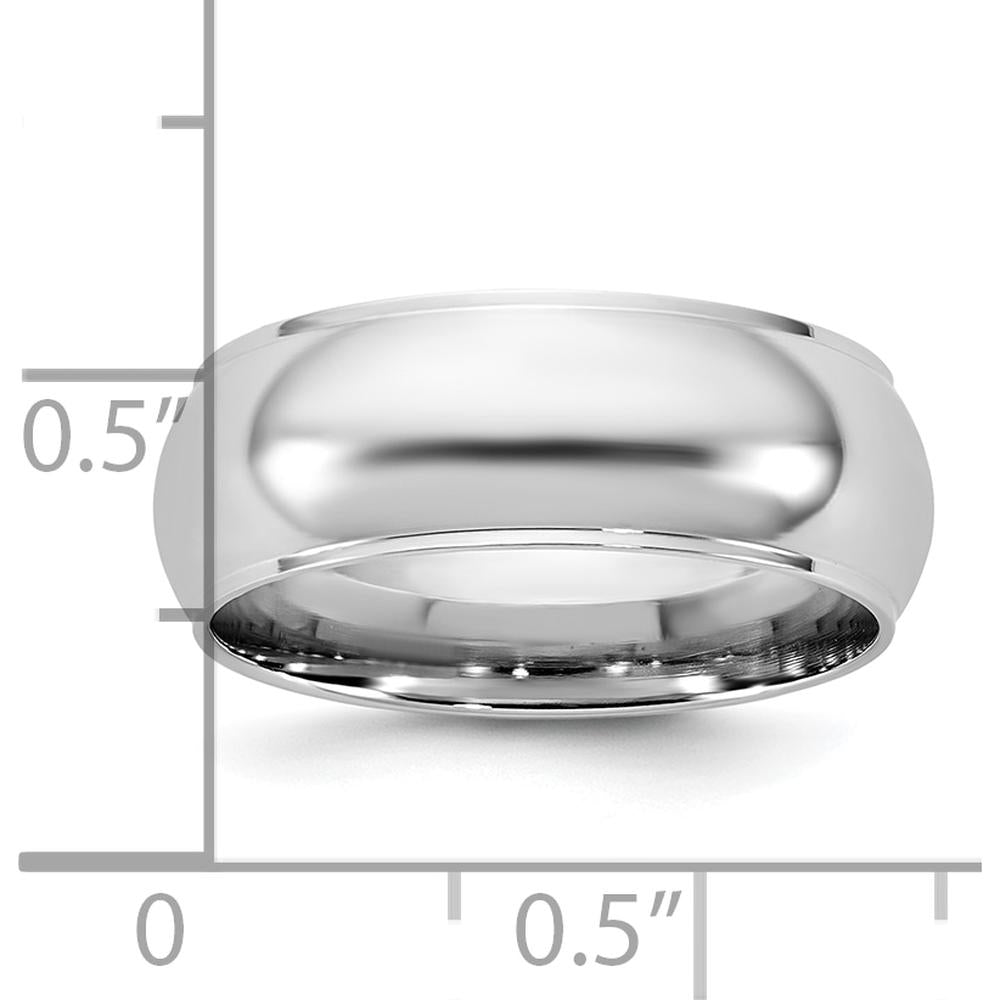 14K White Gold 7mm Half Round Wedding Band with Rhodium Plating - Size 9 by Luciano & Cie
