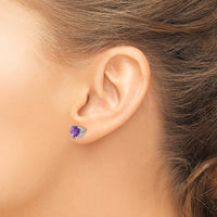 14K White Gold 7mm Heart-Shaped Amethyst Stud Earrings - 1.15 Carat Total Amethyst Weight by Monteluci Fine Jewelry