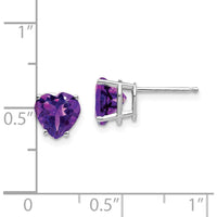 14K White Gold 7mm Heart-Shaped Amethyst Stud Earrings - 1.15 Carat Total Amethyst Weight by Monteluci Fine Jewelry