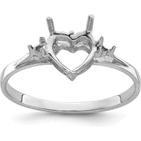 14K White Gold 7mm Heart Shaped Gemstone Ring Mounting by Monteluci Fine Jewelry