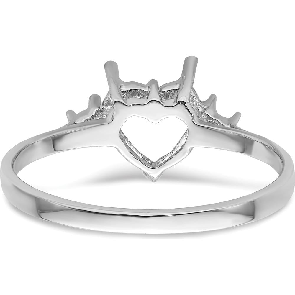 14K White Gold 7mm Heart Shaped Gemstone Ring Mounting by Monteluci Fine Jewelry